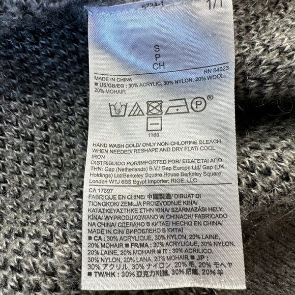 Banana Republic Oversized Plaid V Neck Pull Over Wool & Mohair Blend Sweater, S - Picture 6 of 11